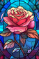 OtterBlotter Designer Custom Notebook - Stained Glass Flowers Rose